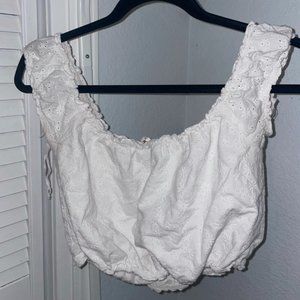 Garage white poofy crop top